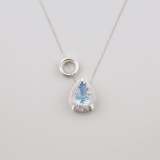 Pear Filigree Gemstone Pendant Necklace - SKY BLUE