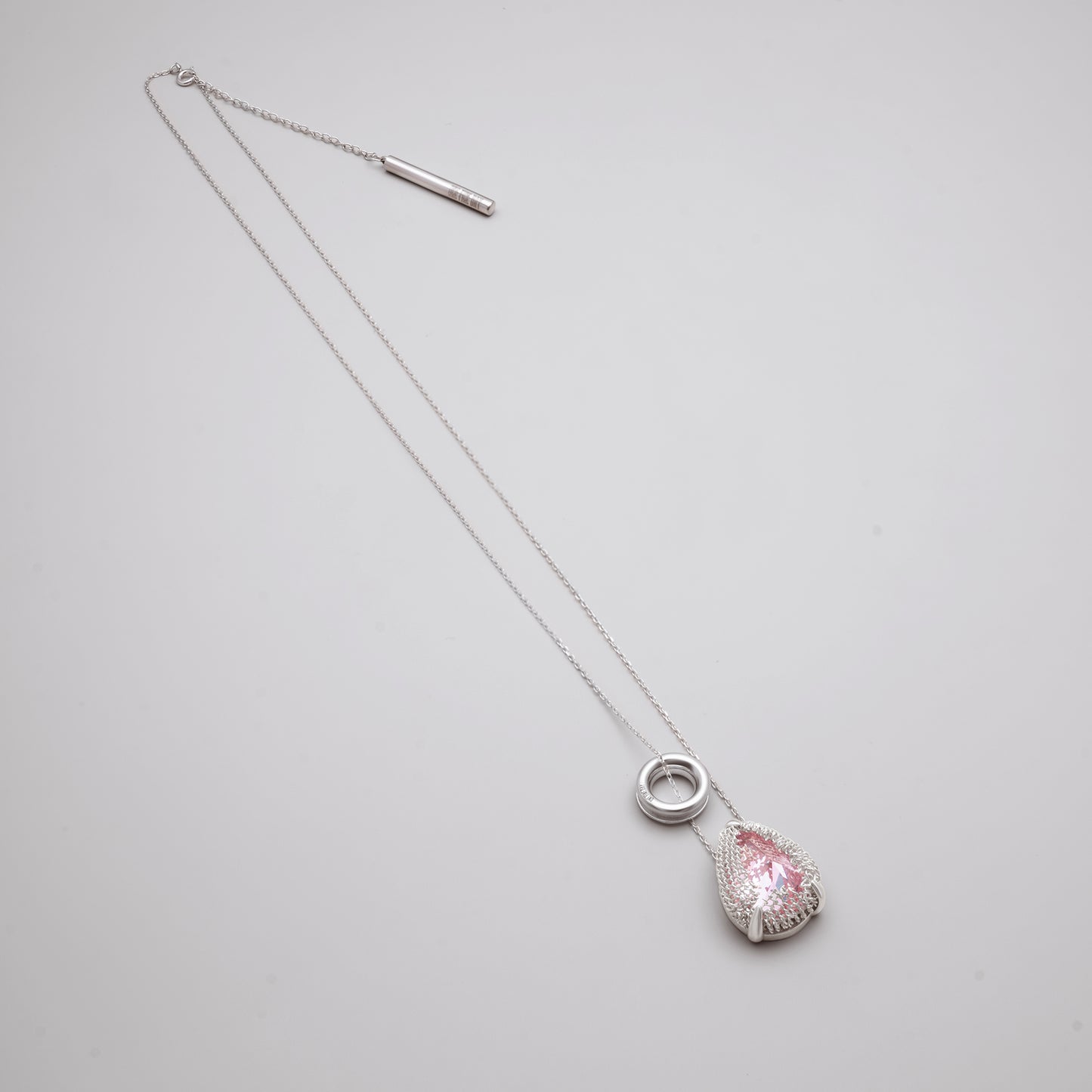 Pear Filigree Gemstone Pendant Necklace - PINK