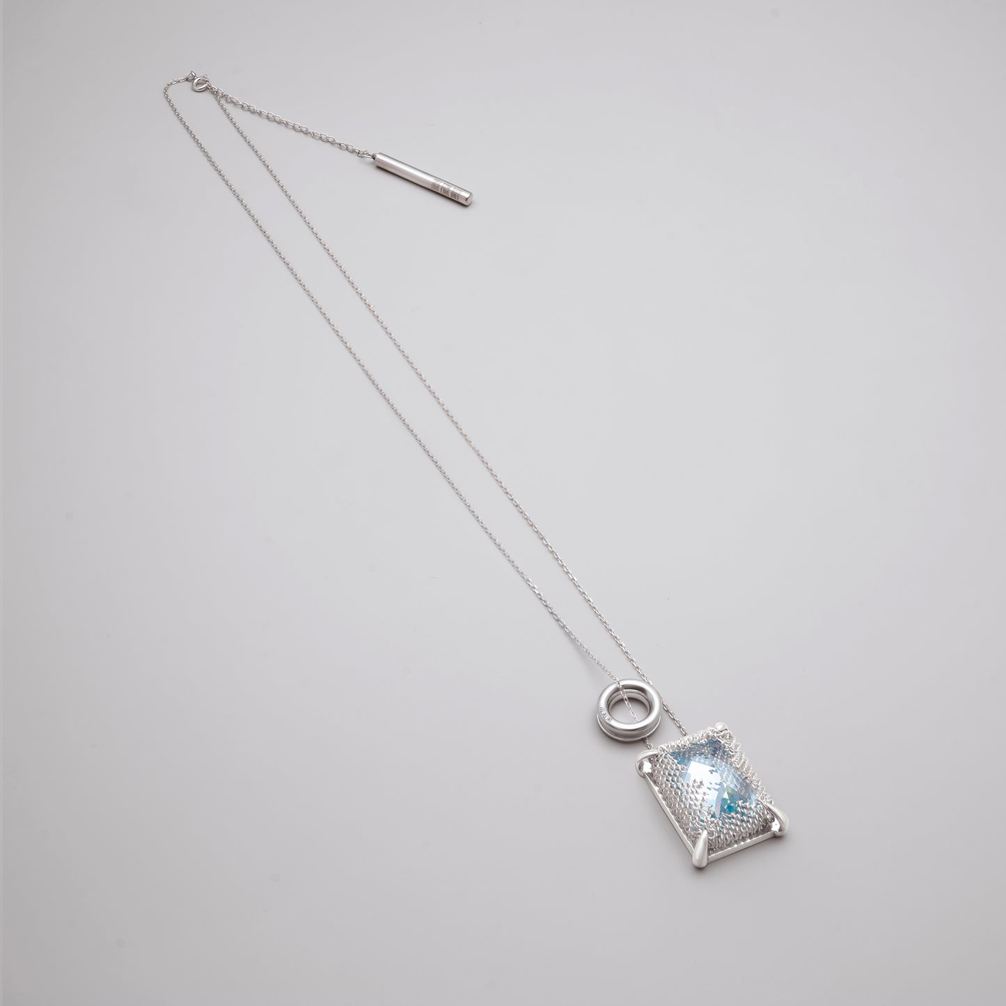 Emerald Filigree Gemstone Pendant Necklace - SKY BLUE